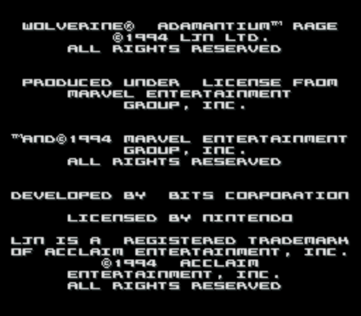 Wolverine - Adamantium Rage (Beta) [30B8] rom