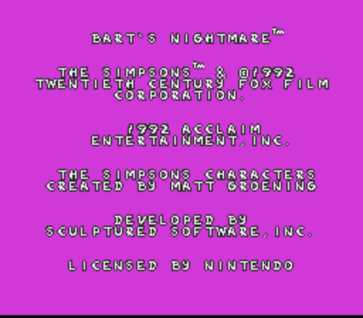 Simpsons, The - Bart's Nightmare (Europe) rom